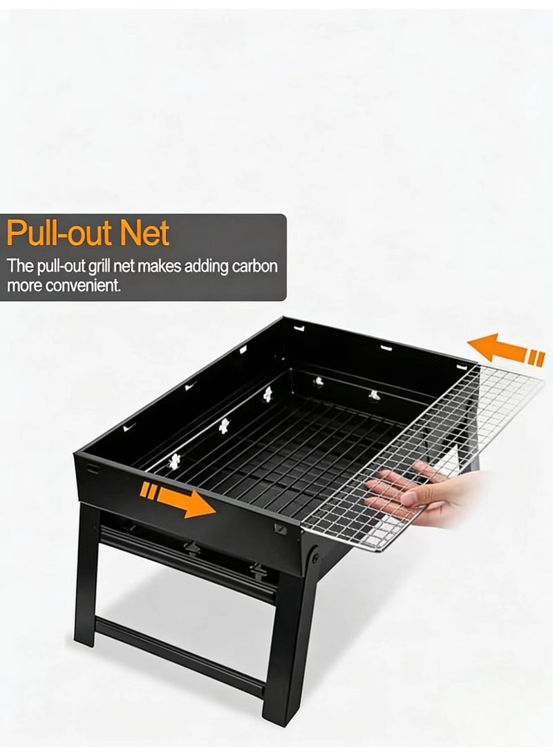 Portable Charcoal Grill,17" Folding Portable BBQ Charcoal Grill Compact Tabletop Mini Smoker Small BBQ Grill Outdoor for Travel Backyard Picnic Beach - Image 5